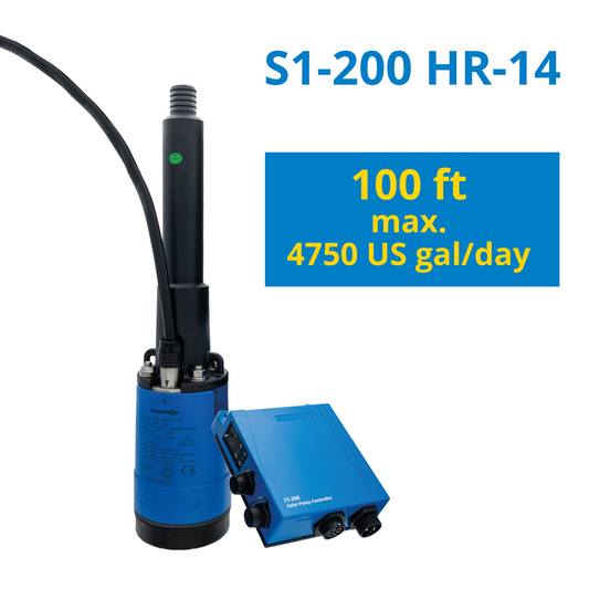 Solar Pump System S1-200 HR-14 // max. flow 4,750 USG/day,  max. head 100 ft